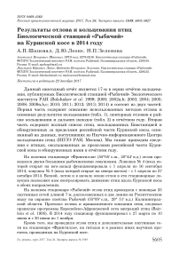 Результаты отлова и кольцевания птиц биологической станцией "Рыбачий" на Куршской косе в 2014 году