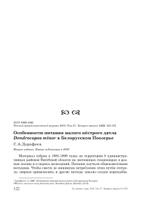 Особенности питания малого пёстрого дятла Dendrocopos minor в Белорусском Поозерье