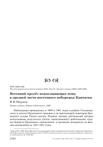 Весенний пролёт водоплавающих птиц в средней части восточного побережья Камчатки