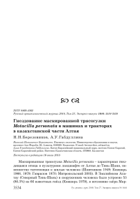 Гнездование маскированной трясогузки Motacilla personata в машинах и тракторах в казахстанской части Алтая