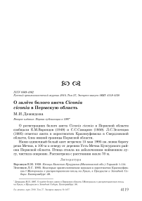 О залёте белого аиста Ciconia ciconia в Пермскую область