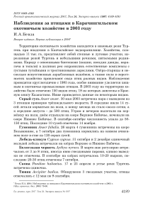 Наблюдения за птицами в Карачингильском охотничьем хозяйстве в 2003 году