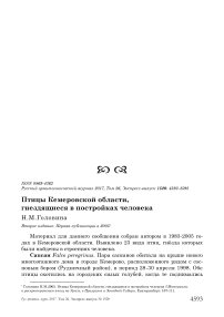 Птицы Кемеровской области, гнездящиеся в постройках человека