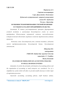 Особенности формирования учетной политики в субъектах малого предпринимательства