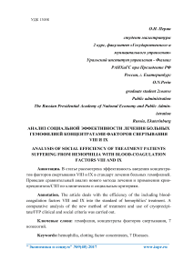 Анализ социальной эффективности лечения больных гемофилией концентратами факторов свертывания VIII и IX