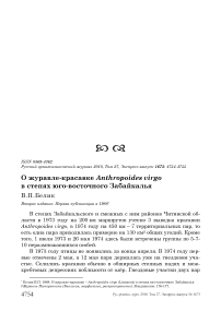 О журавле-красавке Anthropoides virgo в степях Юго-Восточного Забайкалья