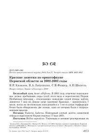 Краткие заметки по орнитофауне Пермской области за 2002-2003 годы