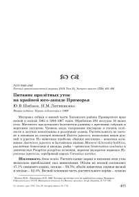 Питание пролётных уток на крайней юго-западе Приморья