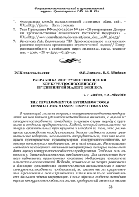 Разработка инструментов оценки конкурентоспособности предприятий малого бизнеса