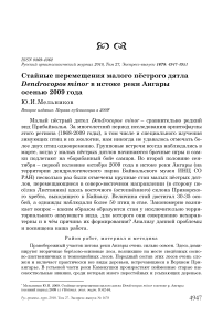 Стайные перемещения малого пёстрого дятла Dendrocopos minor в истоке реки Ангары осенью 2009 года