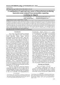 A combination of rapid and easy assays of biosurfactant producing bacterial strain isolated from automobiles repairing workshop in aligarh