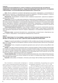 Социальная обусловленность норм уголовного законодательства Российской Федерации и Республики Беларусь, предусматривающих ответственность за хищения, совершаемые с использованием информационных технологий