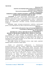 Реформа капитального ремонта многоквартирных домов в РФ: критический анализ