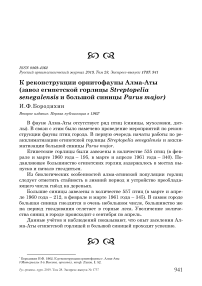 К реконструкции орнитофауны Алма-Аты (завоз египетской горлицы Streptopelia senegalensis и большой синицы Parus major)