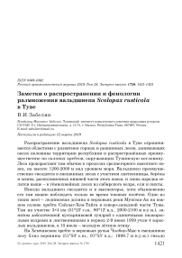 Заметки о распространении и фенологии размножения вальдшнепа Scolopax rusticola в Туве