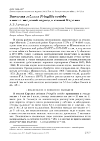 Биология зяблика Fringilla coelebs в послегнездовой период в Южной Карелии