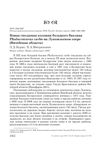 Новая гнездовая колония большого баклана Phalacrocorax carbo на Лукомльском озере (Витебская область)