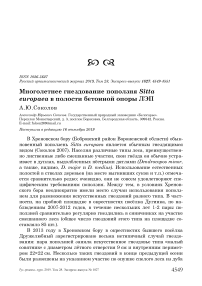 Многолетнее гнездование поползня Sitta europaea в полости бетонной опоры ЛЭП