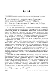 Новые сведения о редких видах (подвидах) птиц на полуострове Тарханкут (Крым)