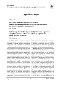 Методика развития у учителей культуры концептуализации профессионального опыта в школе как самообучающейся организации