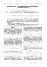 Copy move forgery detection using key point localized super pixel based on texture features