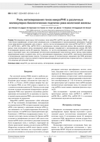 Роль метилирования генов микроРНК в различных молекулярно-биологических подтипах рака молочной железы