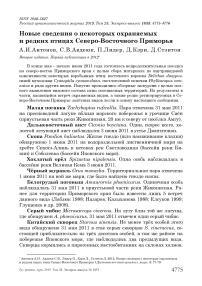 Новые сведения о некоторых охраняемых и редких птицах Северо-Восточного Приморья