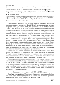 Дополнительные сведения о летней авифауне окрестностей города Бэйдайхэ, Восточный Китай