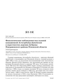 Фенологические наблюдения над садовой камышевкой Acrocephalus dumetorum в окрестностях деревни Дубровы Новоржевского района Псковской области