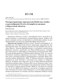 Распространение красноухой Emberiza cioides и желтобровой Ocyris chrysophrys овсянок в Иркутской области