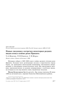 Новые сведения о встречах некоторых редких видов птиц в пойме реки Припять