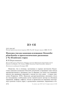 Находка гнезда каменки-плешанки Oenanthe pleschanka в археологических раскопках в Чу-Илийских горах