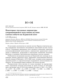 Некоторые гнездовые параметры сокращающейся популяции жулана Lanius collurio на Куршской косе