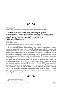 Случай гнездования удода Upupa epops в расщелине ствола белого саксаула Haloxylon persicum в Коскудукской лесной даче (Южный Казахстан)