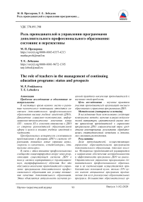 Роль преподавателей в управлении программами дополнительного профессионального образования: состояние и перспективы