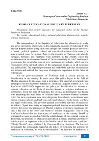 Russia 's educational policy in Turkestan