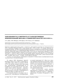 Заболеваемость и смертность от злокачественных новообразований желудка в Тюменской области в 2014-2018 гг