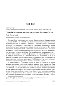 Пролёт и зимовки птиц в пустыне Бетпак-Дала