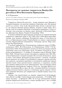 Материалы по зимовке свиристеля Bombycilla garrulus в Юго-Восточном Прикаспии