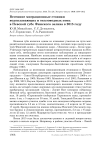 Весенние миграционные стоянки водоплавающих и околоводных птиц в Невской губе Финского залива в 2015 году