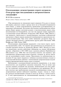 Отвлекающие демонстрации серого журавля Grus grus при гнездовании в антропогенном ландшафте