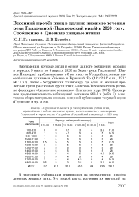 Весенний пролёт птиц в долине нижнего течения реки Раздольной (Приморский край) в 2020 году. Сообщение 3. Дневные хищные птицы