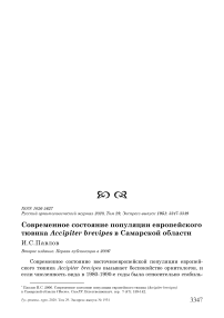 Современное состояние популяции европейского тювика Accipiter brevipes в Самарской области