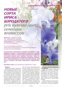 Новые сорта ириса бородатого (iris hybrida hort.) селекции ВНИИССОК