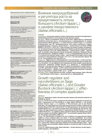 Влияние микроудобрений и регулятора роста на продуктивность лопуха большого (Arctium lappa L.) и шалфея лекарственного (Salvia officinalis L.)