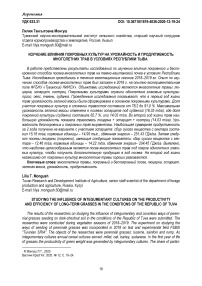 Изучение влияния покровных культур на урожайность и продуктивность многолетних трав в условиях Республики Тыва
