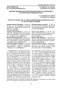 Действие природной соли различной концентрации на агрофизическое состояние почвы в модельном опыте