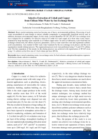 Selective extraction of cobalt and copper from Chilean mine water by ion exchange resin