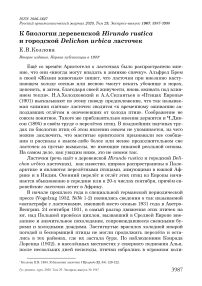 К биологии деревенской Hirundo rustica и городской Delichon urbica ласточек