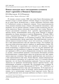 Новые находки мест гнездования сухоноса Anser cygnoides в Нижнем Приамурье